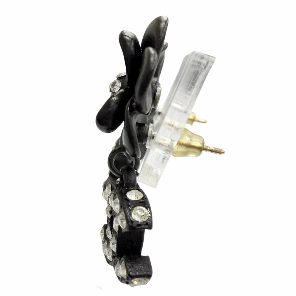CHANEL Vintage Black Logo Earrings - Picture 3 of 7